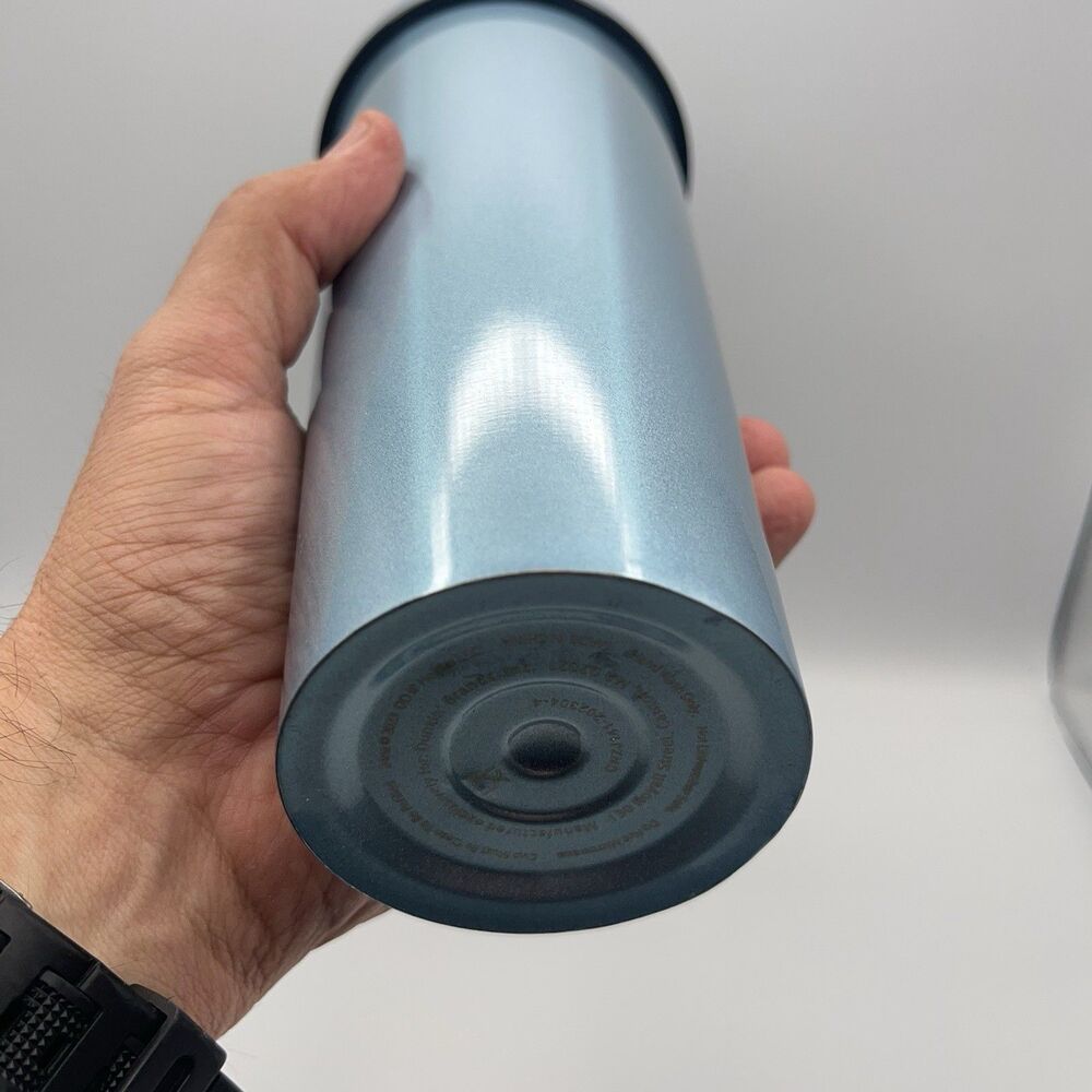Dunkin Donuts 24oz Stainless Steel Sipper Tumbler Iridescent Blue EUC - Picture 13 of 16